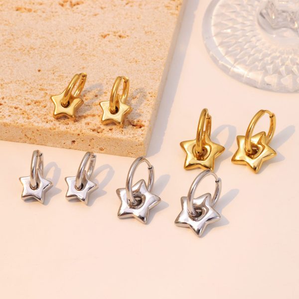 Fashionable All-match Titanium Steel Star Earrings