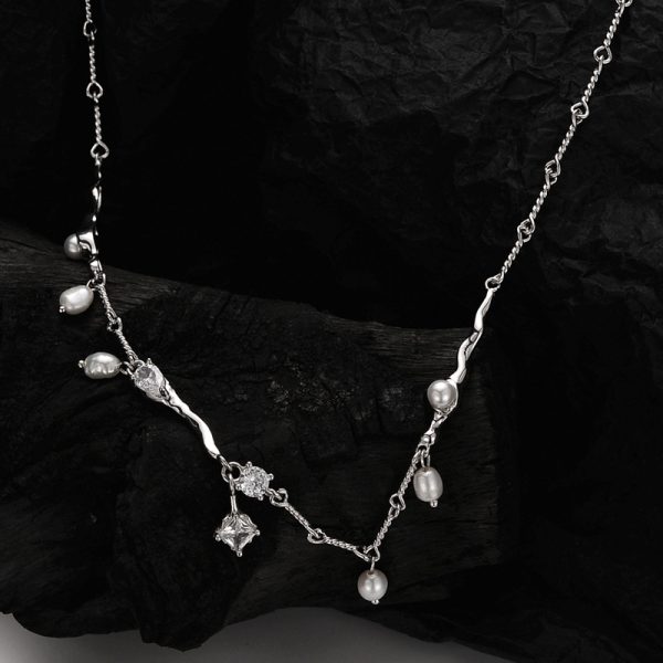 Women's Sterling Silver Pearl Necklace Handmade