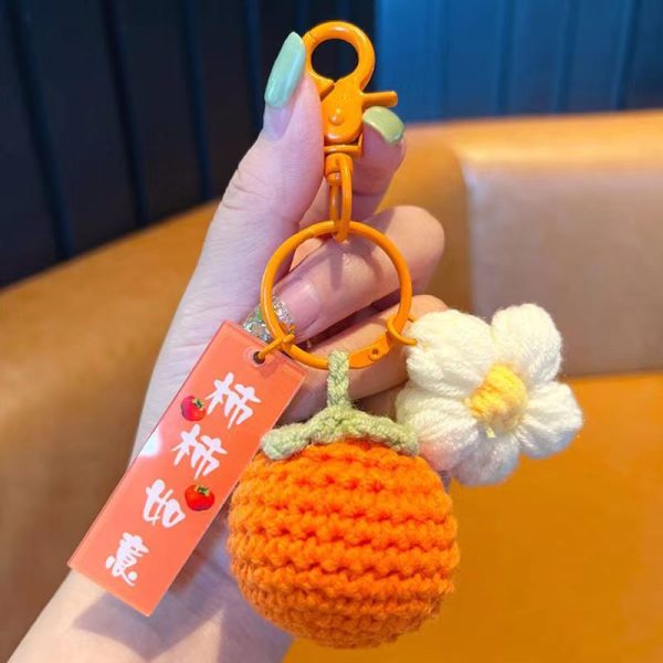 Woven Finished Lucky Persimmon Keychain Pendant