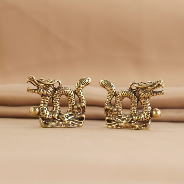 Pure Brass Distressed Twelve Zodiac Dragon Keychain Pendant