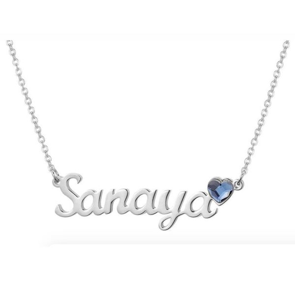Stainless Steel English Letter Heart-shaped Birthday Stone Necklace