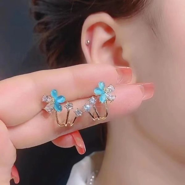 Artsy Cherry Blossom Earrings Green Special-interest Design Diamond Color Opal Earrings
