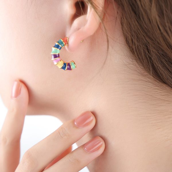 U-shaped Colorful Oil Necklace Earrings