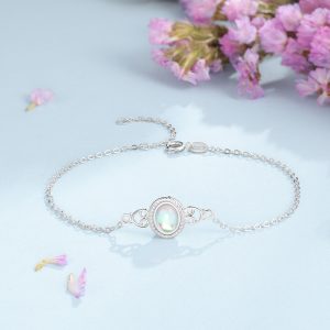 S925 Silver Bracelet Oval Moon Stone