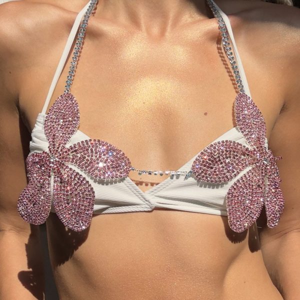Flower-shaped Rhinestone Chest Necklace Fashion Bikini Nightclub Body Chains