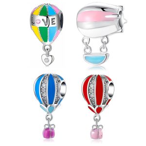 S925 Sterling Silver Beads Original Enamel Color Hot Air Balloon Series Handmade DIY Accessories Beaded Silver Jewelry