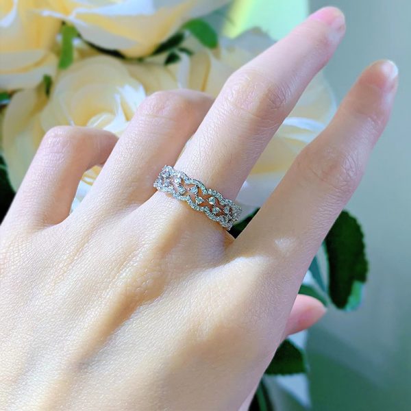 Full Diamond Stackable Ring Lace Ring Women's Simple