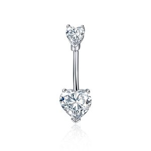 Sterling Silver Sexy Zirconia Heart Pendnt Belly Button Ring Belly Piercing for Women