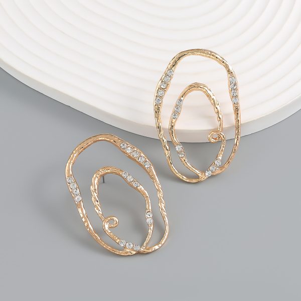 Metal Alloy Earrings European And American Earrings Female Multi-layer Oval Ring