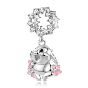 Cute Rabbit Wreath Pendant Popular Bracelet S925 Sterling Silver Bracelet Diy Accessories Pendant