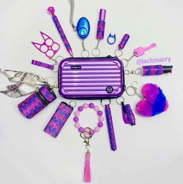 Purple And Blue Wave Safety Keychain