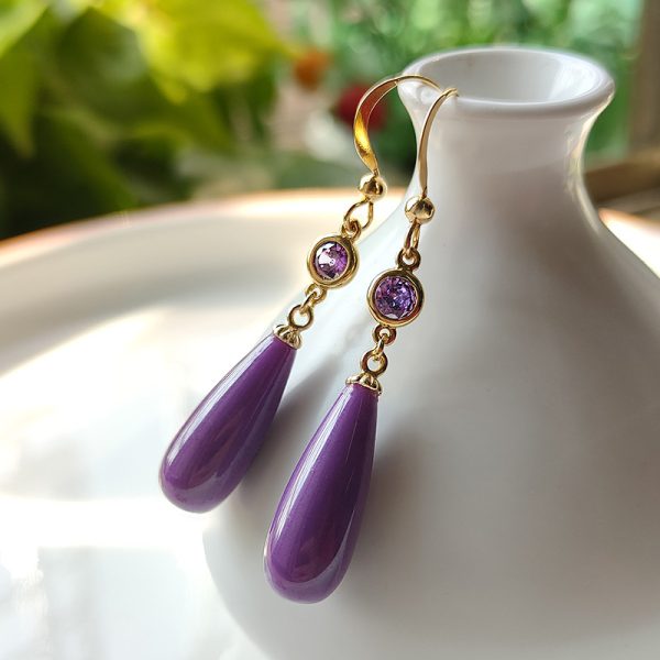 Design Natural Purple Mica Eardrops Simple Earrings