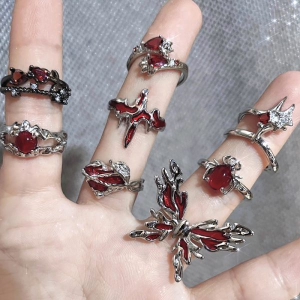 Fashion Punk Cross Butterfly Ring