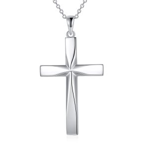 Religious Cross Pendant Necklace Sterling Silver Origami Cross Pendant Gifts for Women Men Jewelry