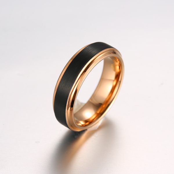 Popular Tungsten Steel Ring With Double Groove Rose Gold