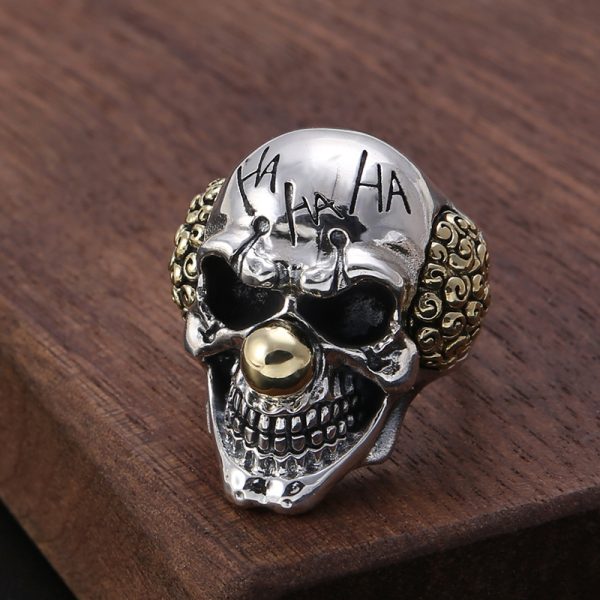 S925 Sterling Silver Vintage Thai Silver Ring Personalized Letter Skull