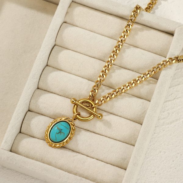 Women's Stainless Steel Turquoise All-match Necklace