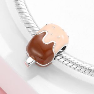 S925 Sterling Silver Cartoon Summer Ice Cream Series Beads Enamel Color Big Hole Beads Diy Accessories