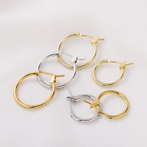 14 K18K Gold-plated Color Retention Round Ring Earrings