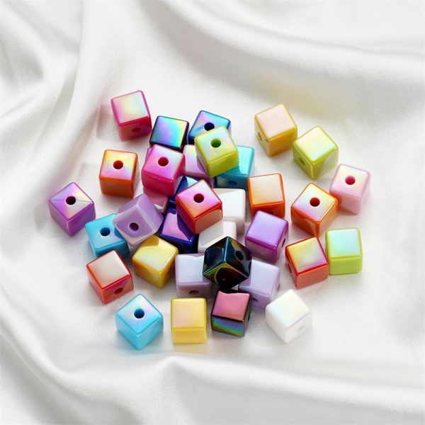 14mm Acrylic Mabei Colorful Square Straight Hole Beads