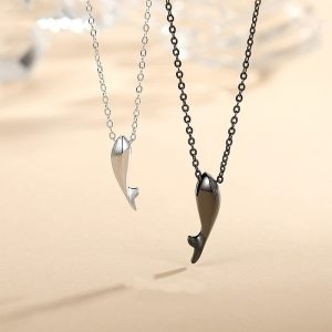 Dolphin Love Couple Necklace Sterling Silver Pendant