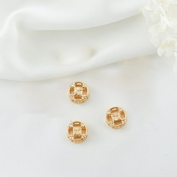 14K Handmade Beaded Accessories Three-Dimensional Hollow Square Round