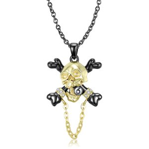 Pirate Skull Captain Necklace Fashion Retro Men And Women S925 Sterling Silver