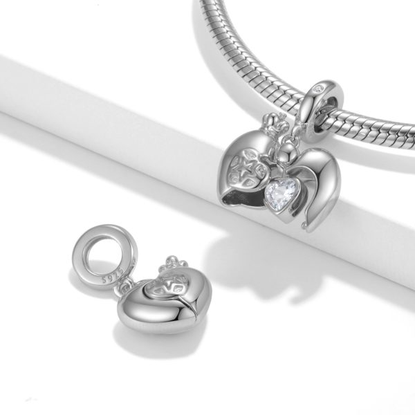 Simple White Love Beads Love Lock Series 925 Sterling Silver Pendant Bracelet DIY Accessories