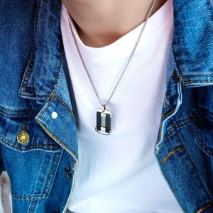 Men's Personalized Tag Steel Wire Pendant Titanium Steel Army-style Necklace