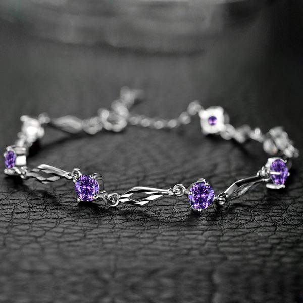 Women's Sterling Silver Crystal Bracelet