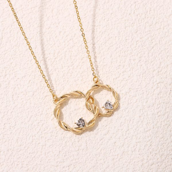 Ring Buckle Double Ring Pendant Clavicle Chain