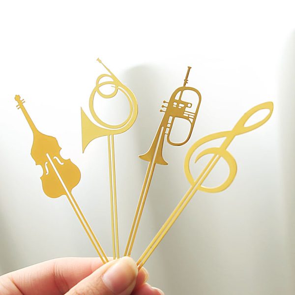 8 Pieces Of Exquisite Note Musical Instrument Bookmark Metal Gilded Lanyard