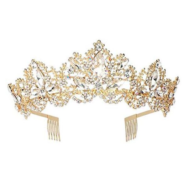 Baroque Exquisite Crown Bridal Light Gold Crown Wedding Accessories