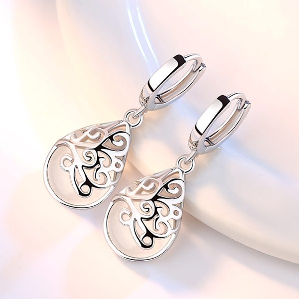 925 Silver-Plated Fashion Trend Moonlight Opal Totem Ear Jewelry Earrings Earrings Women's Wishing Pool Personality Earrings