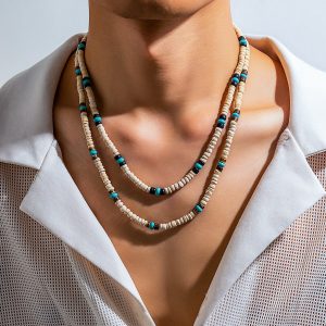 Fashion Retro Surfer Wooden Bead Necklace Men's