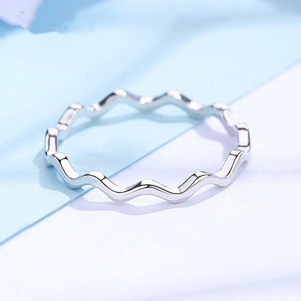 Sterling silver wave ring female ins tide pinky tail ring