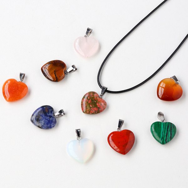 Natural Crystal 2cm Love Pendant Rough Stone Agate Peach Heart