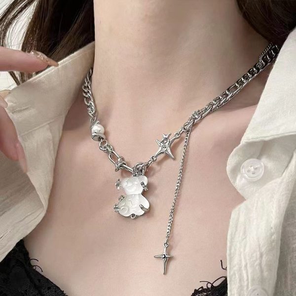 White Bear Necklace Clavicle Chain Neck Chain