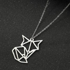 Stainless Steel Fox Pendant Versatile Origami Small Animal Jewelry