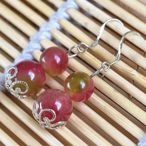 Ladies Couple Watermelon Crystal Earrings