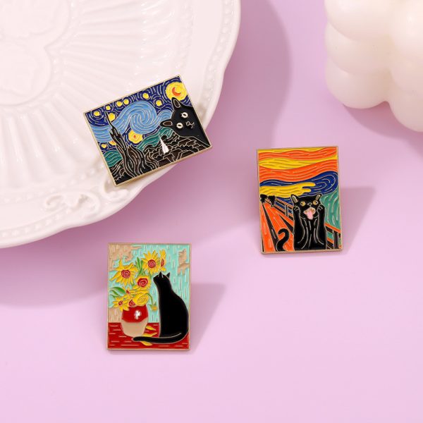 Creative Oil Painting Series Alloy Brooch Clothes And Bags Decorations