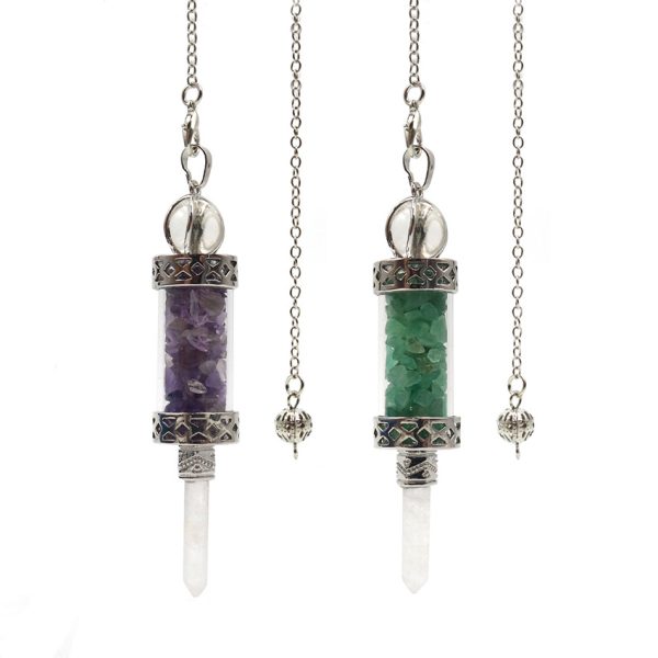 Natural Colorful Crystal Gravel Truncheon Spirit Swing Glass Crystal Lucky Beads Hexagon Prism Men And Women Pendant