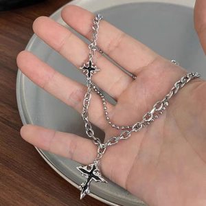 Titanium Steel Melting Cross Pendant Men's Necklace