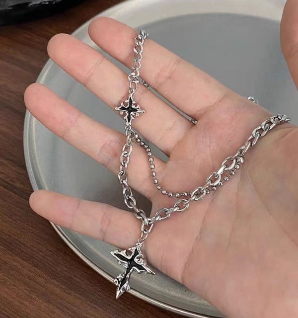 Titanium Steel Melting Cross Pendant Men's Necklace