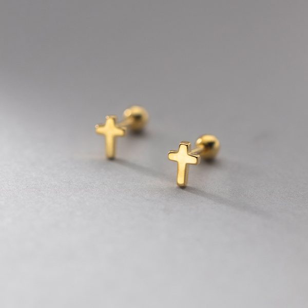 S925 Sterling Silver Stud Cross For Women