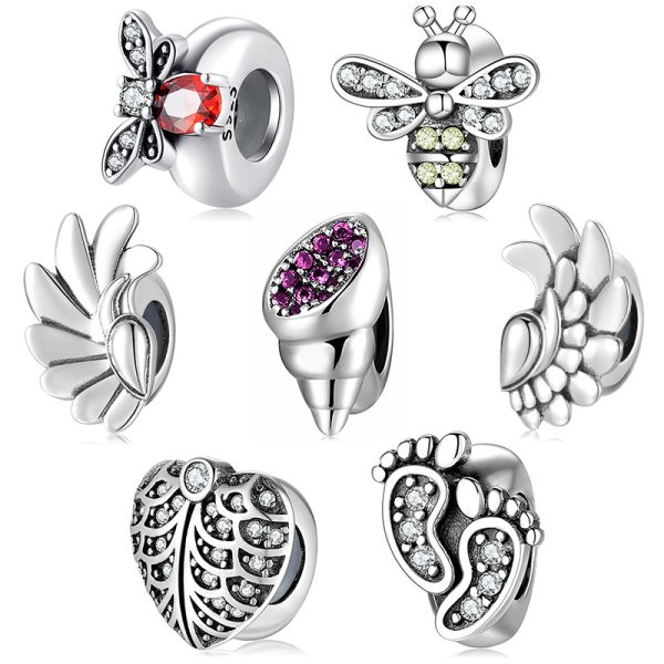 S925 Sterling Silver Beads Creative Insect Series Jewelry Plug Spacer Beads DIY Accessories