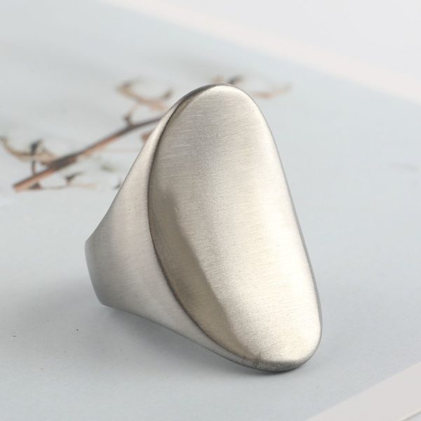 Stainless Steel Large Oval Simple Female Ring