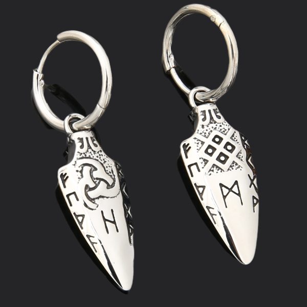 Aoding Triangle Rune Stainless Steel Finishing Polish Personality Fashion Retro Pair Of Earrings