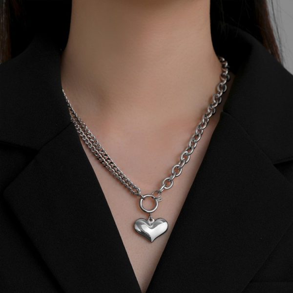 Love Spliced Titanium Steel Chain Necklace