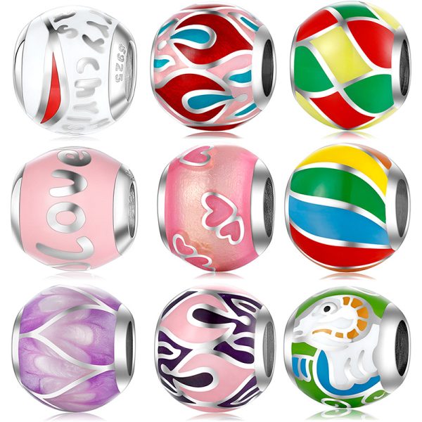 S925 Sterling Silver Gel Drop Beads Colorful Spherical String Bracelet Diy Accessories Beads